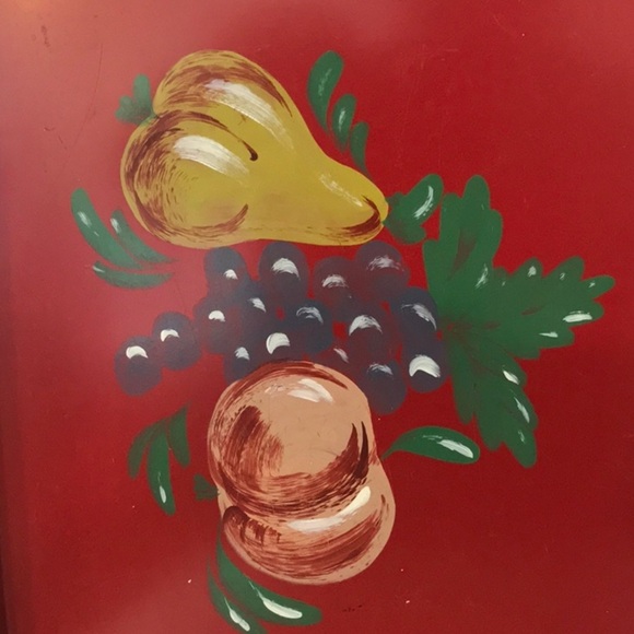 Unbranded VTG Hand Painted Red Tray Decorative Still Life Hand Painting Fruit - Picture 11 of 16